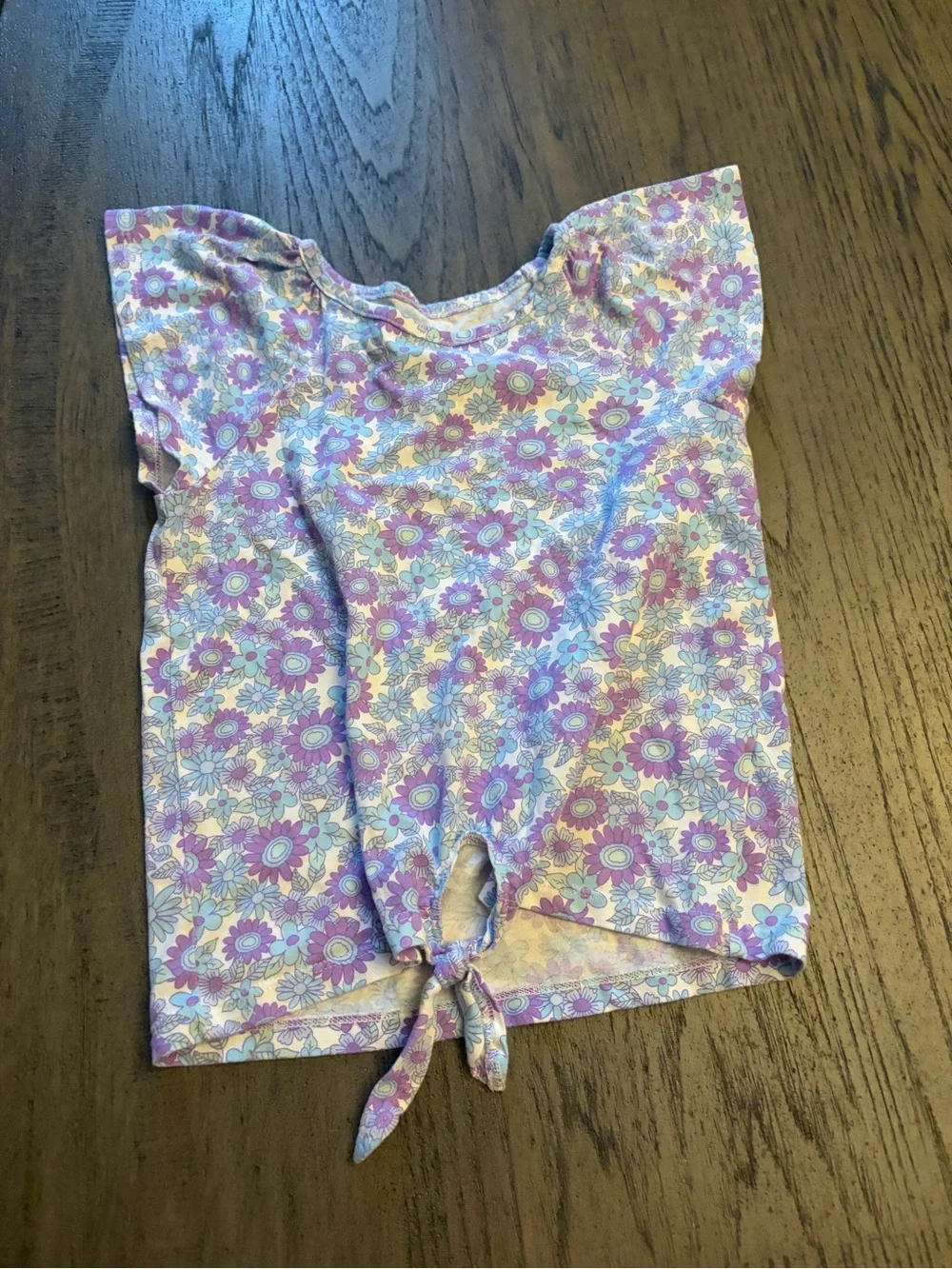 The Children's Place Purple Floral Tie-Front Short Sleeve Tee
